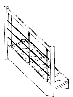 Treppen Geländer aus Edelstahl und Holzlauf